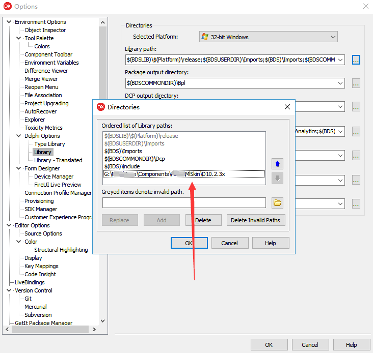 Library Path settings